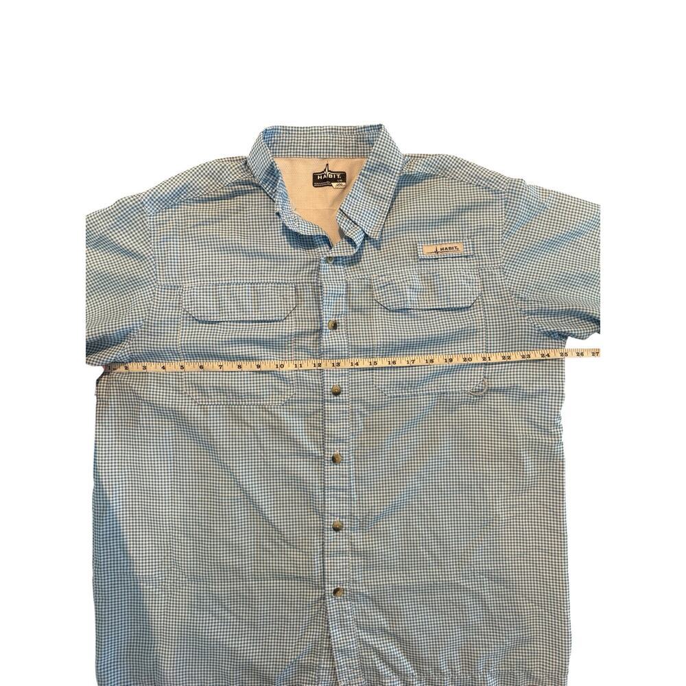 Habit Mens Bahama Blue Check Fishing Shirt L Short Sleeve Vented UPF 40+ Outdoor - Picture 9 of 9
